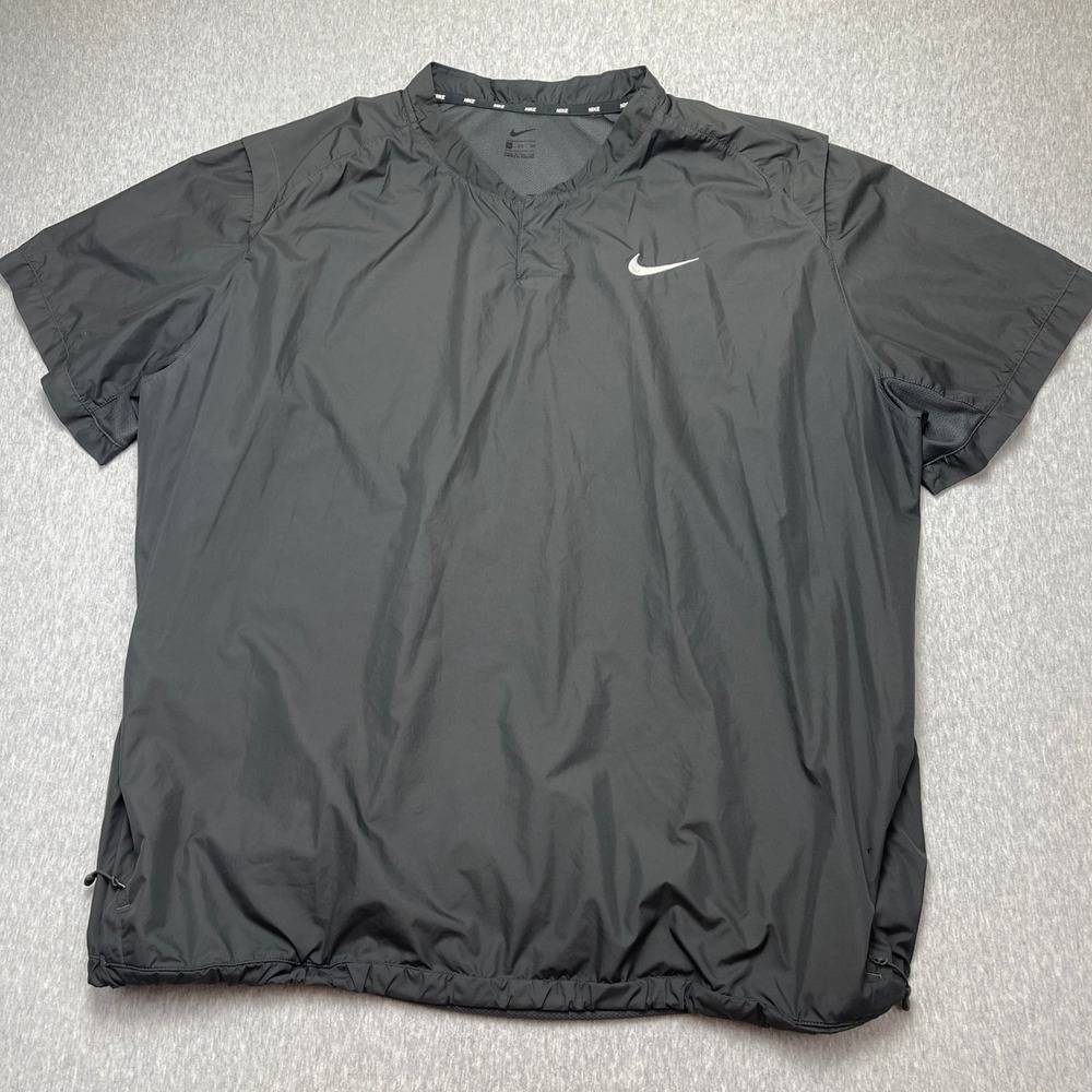 Nike Windshirt Mens 3XL Windbreaker Dark Grey Short Sleeve Golf Pullover EUC